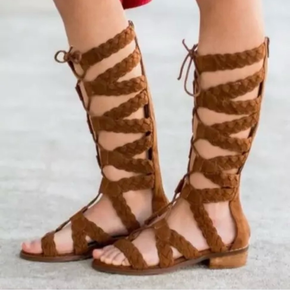 NEW IN BOX Joyfolie Vilette Brown Gladiator Sandals in Rust